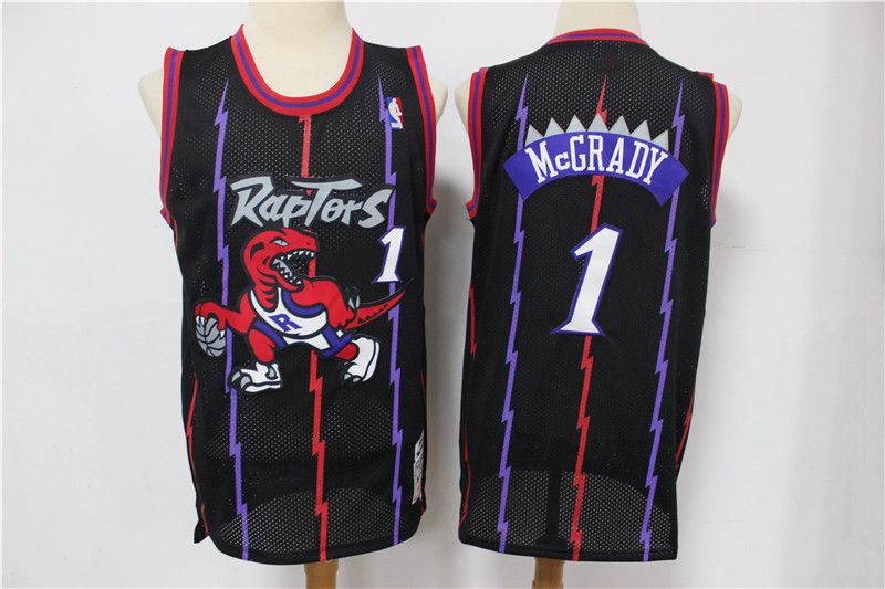 Men Toronto Raptors 1 Mccrady Black Classic retro Limited Edition NBA Jersey